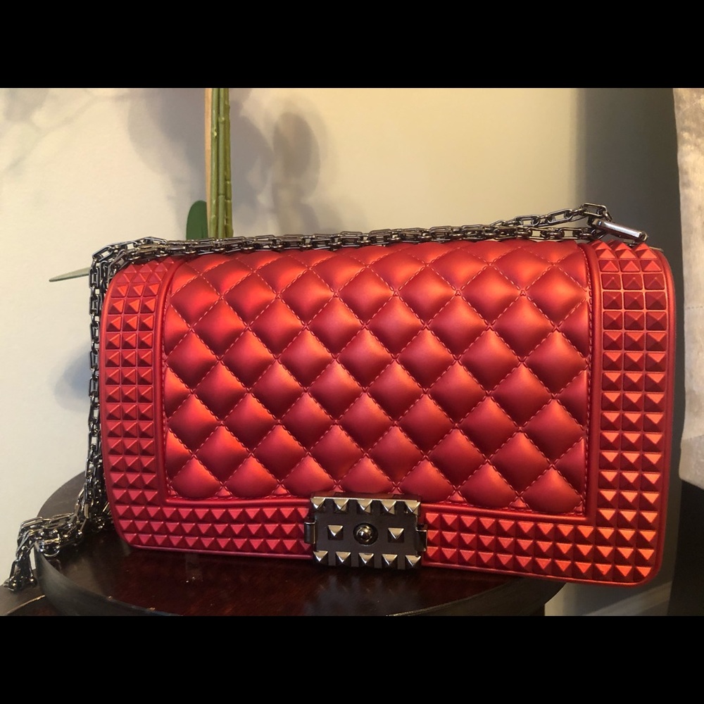 Red Rockstar Jelly Messenger Handbag